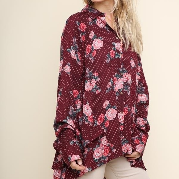 Umgee Floral Long Sleeve Button Up Top - Picture 3 of 8
